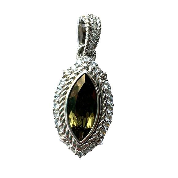 Judith Ripka Jewelry - Judith Ripka - Olive Topaz Enhancer Sterling Silver Pendant, CZ